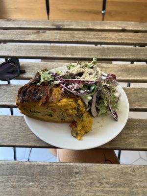 Pie with salad   at Bunny's Deli in Madrid