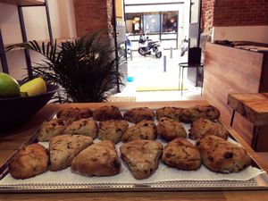 Vegan organic cranberry thyme scones at Bunny's Deli in Madrid