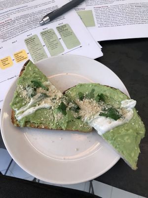 Avocado toast (sooo good)  at Bunny's Deli in Madrid