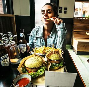 Burguers, fries and ginger beer.  at The Dutch Weed Burger - Food Truck in Amsterdam