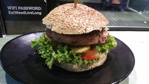 Seaweed burger at The Dutch Weed Burger - Food Truck in Amsterdam