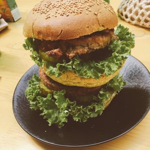Awesome Double Dutch Weed Burger. Biggest burger ever. at The Dutch Weed Burger - Food Truck in Amsterdam