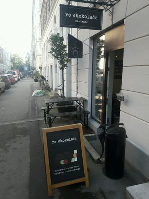 Out front at Ro Chokolade in Copenhagen