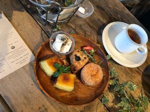 Desert: scone, donut, sweet potato, soy ice cream  at RK Garden in Karuizawa