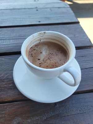 Hot 🍫 with Oat milk at Jet Black Coffee Company - Gateway in Portland