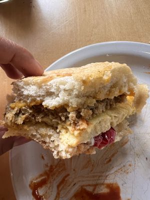 Happy eaten B fast sando   at Jet Black Coffee Company - Gateway in Portland