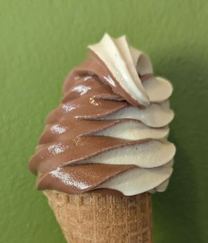 chocolate and vanilla swirl Eclipse soft serve at Food Fight Vegan Grocery - Halsey St in Portland