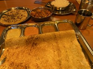 dosa(so good), roti, korma,chai without milk  at Woodlands.my Vegetarian Restaurant in Kuala Lumpur