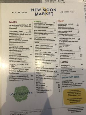 Menu   at New Moon Market in Orlando