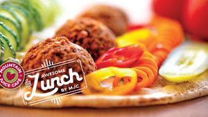 Awesome Lunch our Falafel Pita.  at Mountain Juice Cafe in Canmore