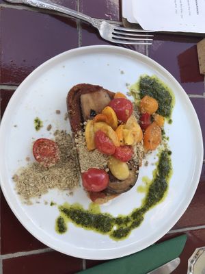 Delicious toast with eggplant topping    at Gember in Horst