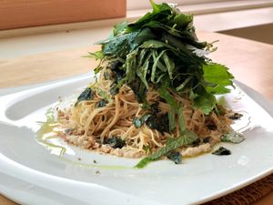 Perilla Oil Pasta with Sesame & Peanut Sauce at Loving Hut - Yangjae Juam in Gyeonggi-do