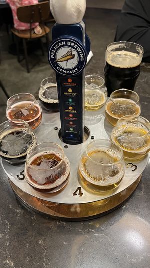Flight of Beers  at Pelican Brewing in Cannon Beach