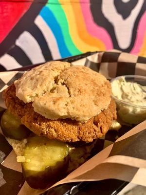 BRUNCH! Chick’n Biscuit Sandwich at Sprouting Dreams in Dayton