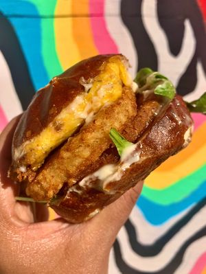 BRUNCH! Chick’n Riser Sandwich  at Sprouting Dreams in Dayton