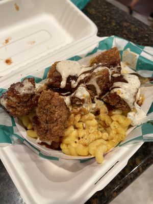Chick’n Mac with bbq and ranch  at Sprouting Dreams in Dayton