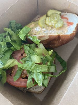 Sea food burger at Sprouting Dreams in Dayton