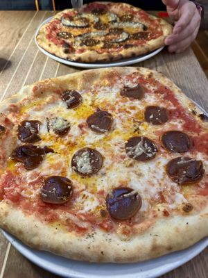 Vegan Margherita with Vegan Pepperoni   at The Flat in Exeter