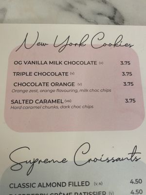 Marked VG for vegan  at Flour Patisserie in Jersey