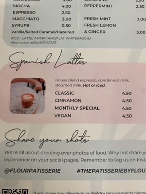 Vegan Spanish latte  at Flour Patisserie in Jersey