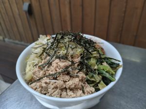 Vegan bibimbap, 1300. Kimchi is flavour bomb, distribute evenly! at Natudeco in Kamakura