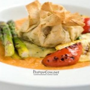 Our spinach & 'ricotta' stuffed phyllo purse at Radha Yoga and Eatery in Vancouver