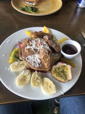 Vegan pancakes  at ManicOrganic Cafe in Penrith