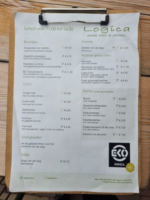 menu at Logica Cafe Restaurant in Leiden