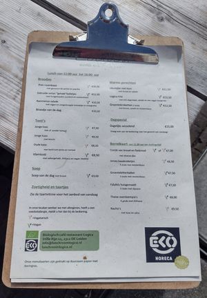 Menu as of March 24, 2023 at Logica Cafe Restaurant in Leiden