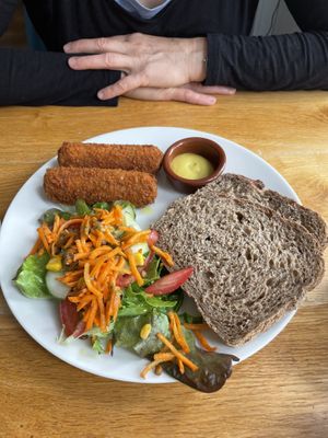 vegan croquettes with bread and salad   at Logica Cafe Restaurant in Leiden