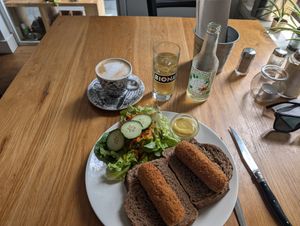 Veg croquette toast at Logica Cafe Restaurant in Leiden
