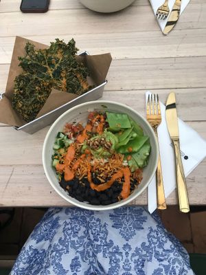 Mexican Bowl and Kale Chips at Urban Farmcy in Porto Alegre