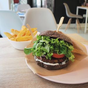 black burger at Freshco in Piestany