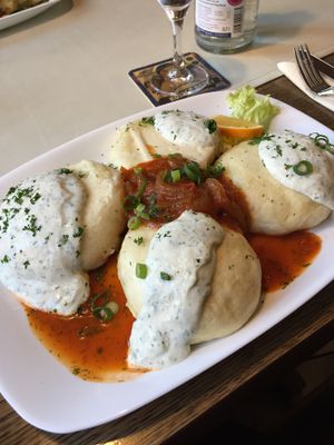 huge portion of steamed dumplings! at Heinrichsbrücke in Mannheim
