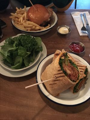 Vegan wrap and side sald  at Society Standard in Cardiff