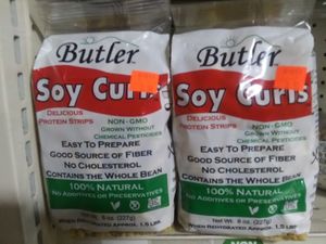Soy Curls are all the rage in vegan cooking!  Where else can you find them? at Rogers Natural Foods in Edmore