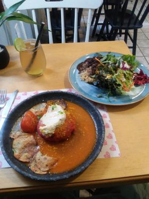 Medalhão de pinhão com cogumelos à parmegiana. at Raw Porto Alegre in Porto Alegre