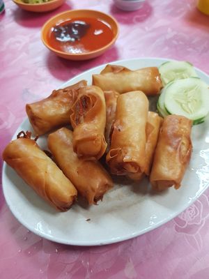Massive pile of spring rolls! at Wan Fo Yuan in Kuala Lumpur