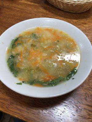 Vegan Quinoa Vegetable Soup at Ulrike's Cafe in Calca