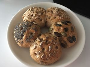 Flower bread bun with mix nuts at Schomaker Bakery in Tokyo