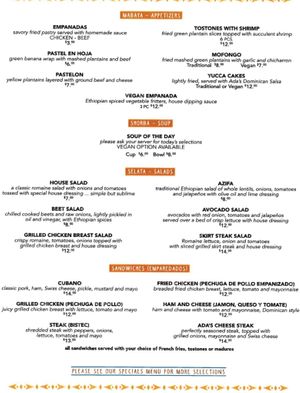 Menu at Ada's Gojjo in Asbury Park