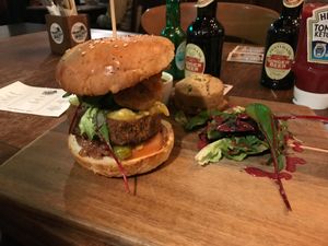 The Edinburgh burger - new  Jan '18 and delicious :0)~ at Two Wolves Kitchen in Brighton