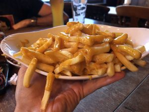 Cheesy vegan fries! at Two Wolves Kitchen in Brighton