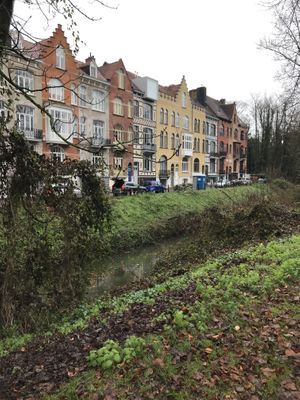 The bnb is the building with the rooftop cube    at AM/PM in Bruges