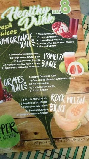 Juice Menu at Classic Vegetarian Corner in Ipoh