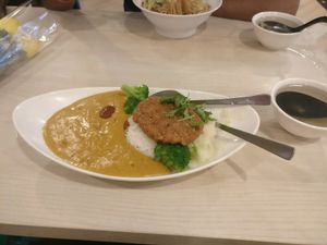 Chickenless cutlet curry rice at Truly Vegetarian in Central Singapore