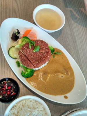 Chickenless Cutlet Curry Rice at $7.8 at Truly Vegetarian in Central Singapore