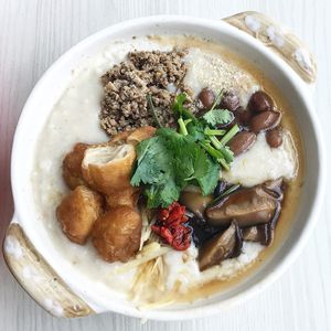 Herbal soya porridge  at Truly Vegetarian in Central Singapore
