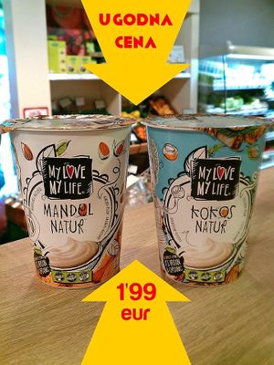 Vegan yogurts. Photo by: NORMA on Facebook at Bio Prodajalna Norma in Celje