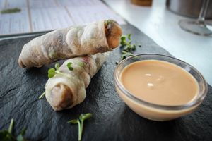 rolls with mushrooms and cranberries at Green Cuisine in Minsk